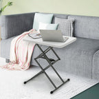 Athena Collection 26" Folding TV Tray Table with 5 Height Adjustable, White | Sturdy & High Quality, Stain Resistant HDPE Tabletop, Quick Setup & Folds Flat for Eating or Laptop Use on the Couch