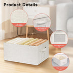Large 17''x12'' Quart Collapsible Stackable Storage Bins with Lids, 4 Packs Off White Fabric Closet Boxes with Lids, Storage Cube Baskets Container Organizers for Bedroom Office(17''x12.2x''8'')