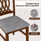 Giantex Upholstered Dining Chairs Set of 2, Farmhouse Fabric Side Chairs w/Cushioned Seats, Patterned Backrests, Sturdy Rubber Wood Frames, Wooden Accent Chairs for Kitchen, Dining Room