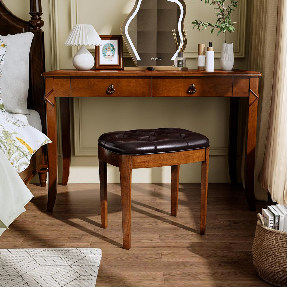 Vanity Stool Bench with Upholstered, Modern Luxury Wood Stool ,Ottoman Shoe B...