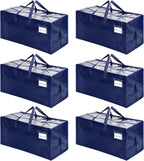 VENO 6 Pack Moving Bags w/Backpack Straps, Heavy Duty, Moving Boxes Alternative, Packing Supplies, Large Storage Totes for Dorm Room Essentials with Zipper for Clothes (Blue, 6 Pack)