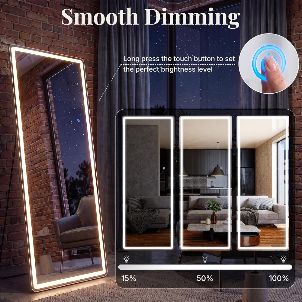 21"x64" Full Length Mirror with Lights, Standing Mirror
