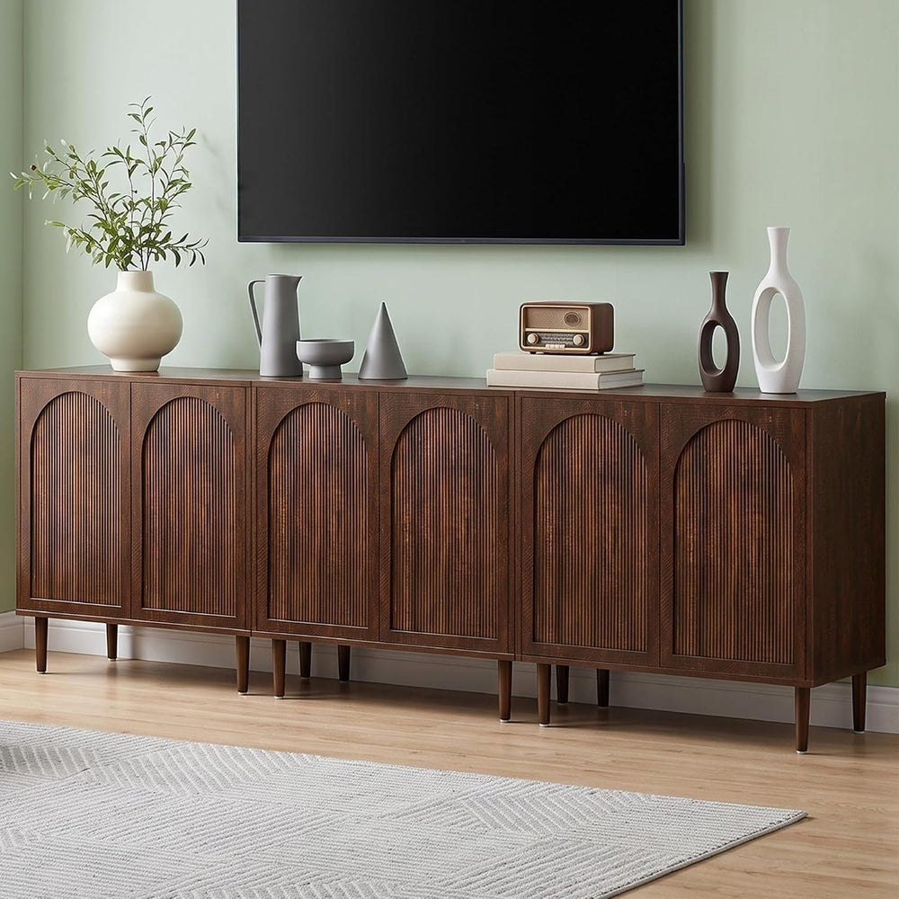 Bifins 31.5” Dark Walnut Sideboard Buffet Cabinet with Storage Set of 3