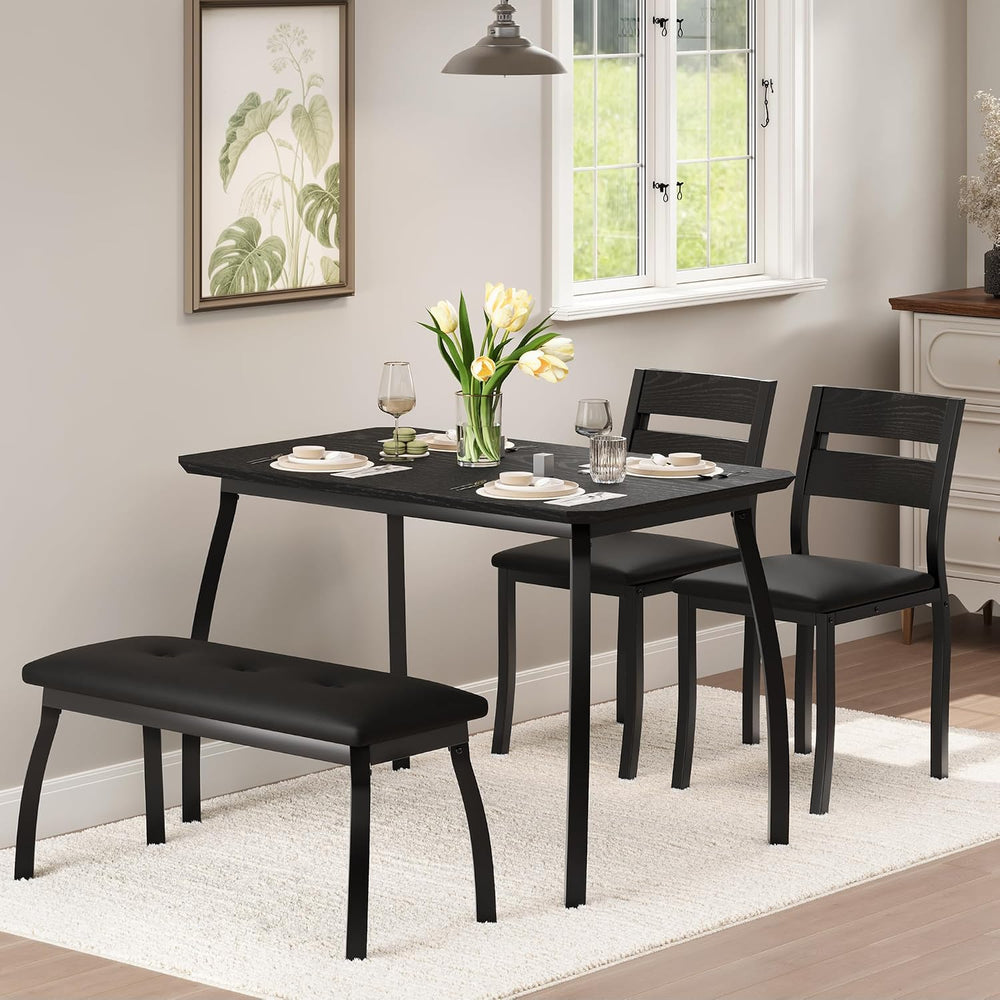IDEALHOUSE 43'' Dining Table Set for 4, Wooden Kitchen Table with Uph...