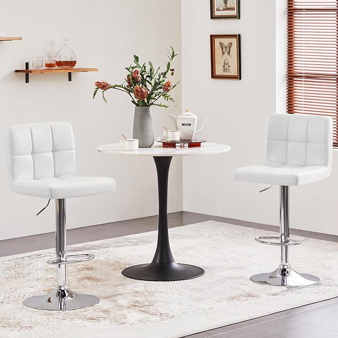 Yaheetech Bar Stools Set of 2, PU Leather Adjustable Swivel Barstools, Armles...