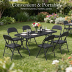 6FT Folding Table with Carrying Handle: Upgrade Thickened Heavy Duty Portable Foldable Table | Perfect Plastic Tables for Party, Dining, Wedding, Events, Picnic Indoor, Outdoor, Camping, Utility Black
