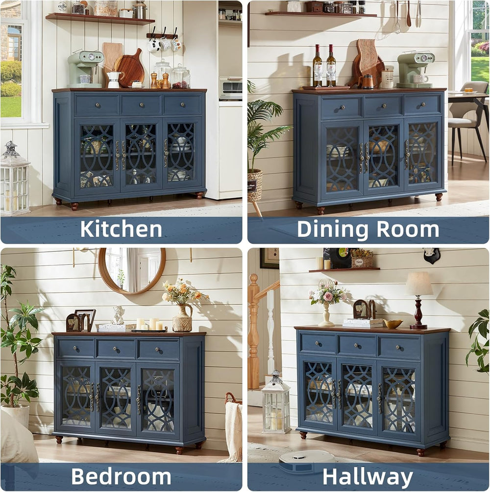 Joaxswe Farmhouse Sideboard Buffet Cabinet with Storage,48" Large Creden...