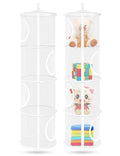 Libeder Mesh Hanging Storage Space Saver Bags Organizer,Foldable Storage Organizer 4 Compartments Toy Storage Basket for Kids Room Bathroom 2 Sets, White
