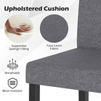 COSTWAY Fabric Armless Dining Chairs Set of 4, Upholstered Kitchen Side Chair w/Rubber Wood Legs, Padded Seat & High Backrest, Mid-Century Modern Accent Chairs for Living Room Restaurant (Dark Gray)