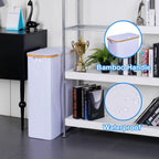 efluky Slim Laundry Basket with Lid, Narrow Laundry Hamper with Removable Bag, Skinny Dirty Clothes Basket with Bamboo Handles for Bathroom, Bedroom & Laundry Room, 75L White