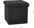 Seville Classics Cushioned Fabric Ottoman Hidden Storage Chest Footrest Chair, Padded Seat for Bedroom, Dorm, Loft, Living Room, Entryway, Hallway, Black Boucle, 15.7" Cube