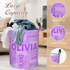 Custom Name Laundry Hamper, Personalized Laundry Basket with Name for Boys Girls Kids Men Women, Customized Name Dirty Clothes Basket Gifts for Clothes Toy Bathroom Bedroom Laundry Room Dorm