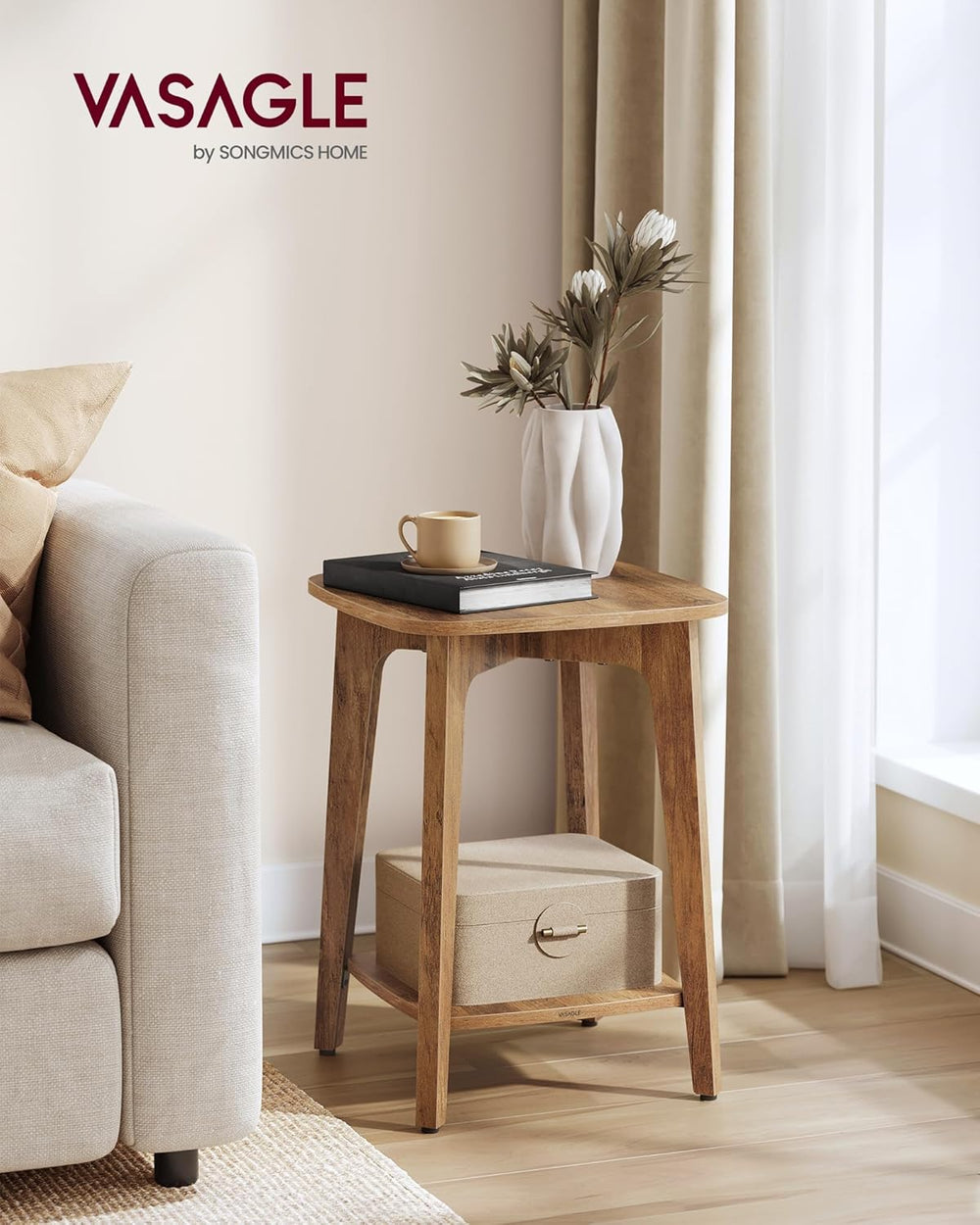 VASAGLE MAEZO Collection - Side Table, 2-Tier Small Square End Table, Nightst...