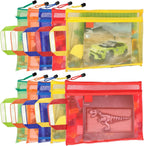 10 Pack 5 Color Mesh Zipper Pouch Bags, Nylon Puzzle Building Block Sets Toy Storage & Organization, Breathable See Through A4 Zipper Pouch with Handle for School Games