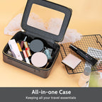 Aveniee Clear Makeup Bag Set (2-Piece Mini & Midi) - Travel Toiletry Organizer for Women, Waterproof Cosmetic Pouch & Car Accessory for Travel Size Toiletries, Black