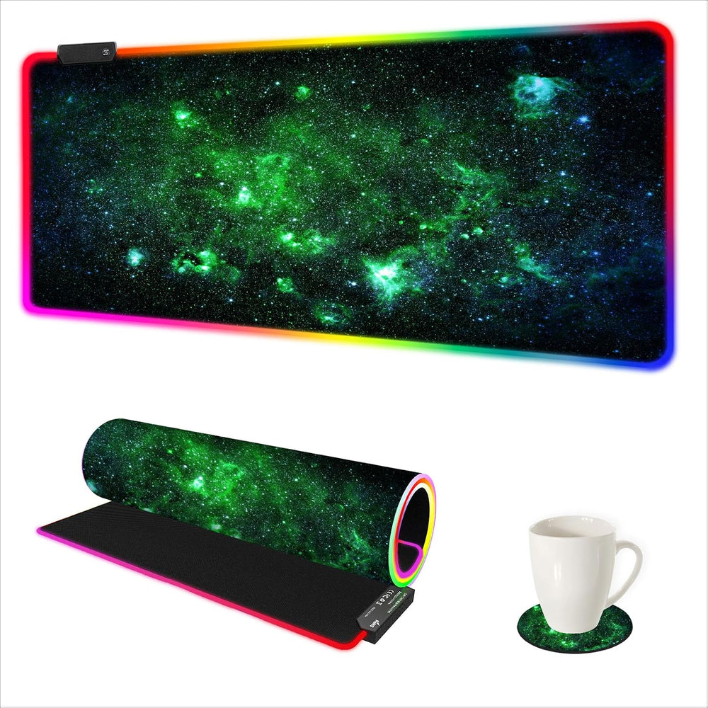 RGB Gaming Mouse Pad Extended, Large Led Mousepads Non-Slip Rubber Base with ...