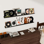 Axeman 48 Inch Black Floating Shelves for Wall | Picture Ledge Shelf Set of 2 | Rustic Picture Shelf for Wall with Ledge | Floating Shelves with Lip | Photo Ledge Shelves for Books Album Records