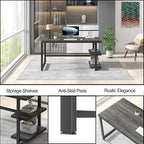 FOLUBAN Home Office Desk, Modern Computer Desk with Storage Shelf, Wood Study Writing Gaming Table for Bedroom Living Room, Industrial Dark Gray, 53 Inch