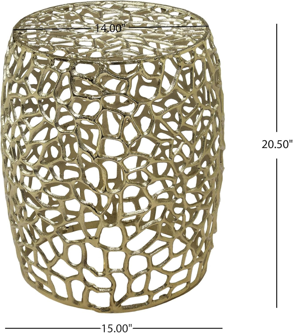 GDFStudio 20.5" H Drum-Shaped End Table Aluminium Round Side Table Small...