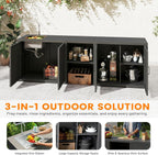 Domi Outdoor Kitchen with Stainless Steel Sink, Aluminum Outdoor Prep Table & Storage Cabinet, 3-Piece All Weather Patio Modular Station for Backyard, Dark Grey