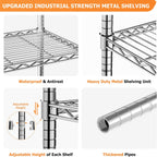 Storage Shelves Heavy Duty, 4 PCS 48" L x 20" W x 72" H Garage Wire Shelving Unit Loads 2000LBS, 5-Tier Adjustable Metal Industrial Utility Shelf Rack for Kitchen, Laundry Room, Warehouse, Basement