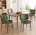 Dining Chairs Set of 4, Mid Century Modern Dining Room Chairs, Upholstered Faux Leather Kitchen Chairs with Walnut Bentwood Back and Metal Legs, Green