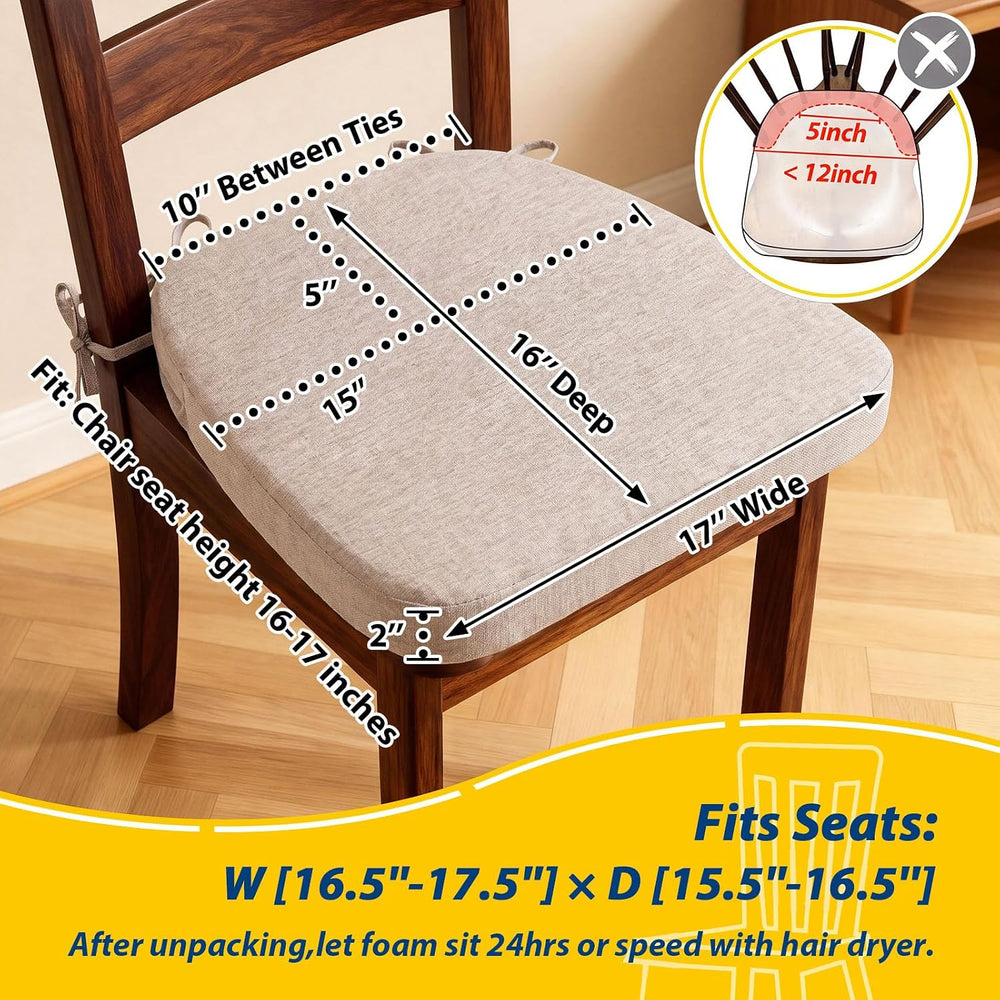 AAAAAcessories Chair Cushions for Dining Chairs, 17 x 16 x 2 in, Set of 2