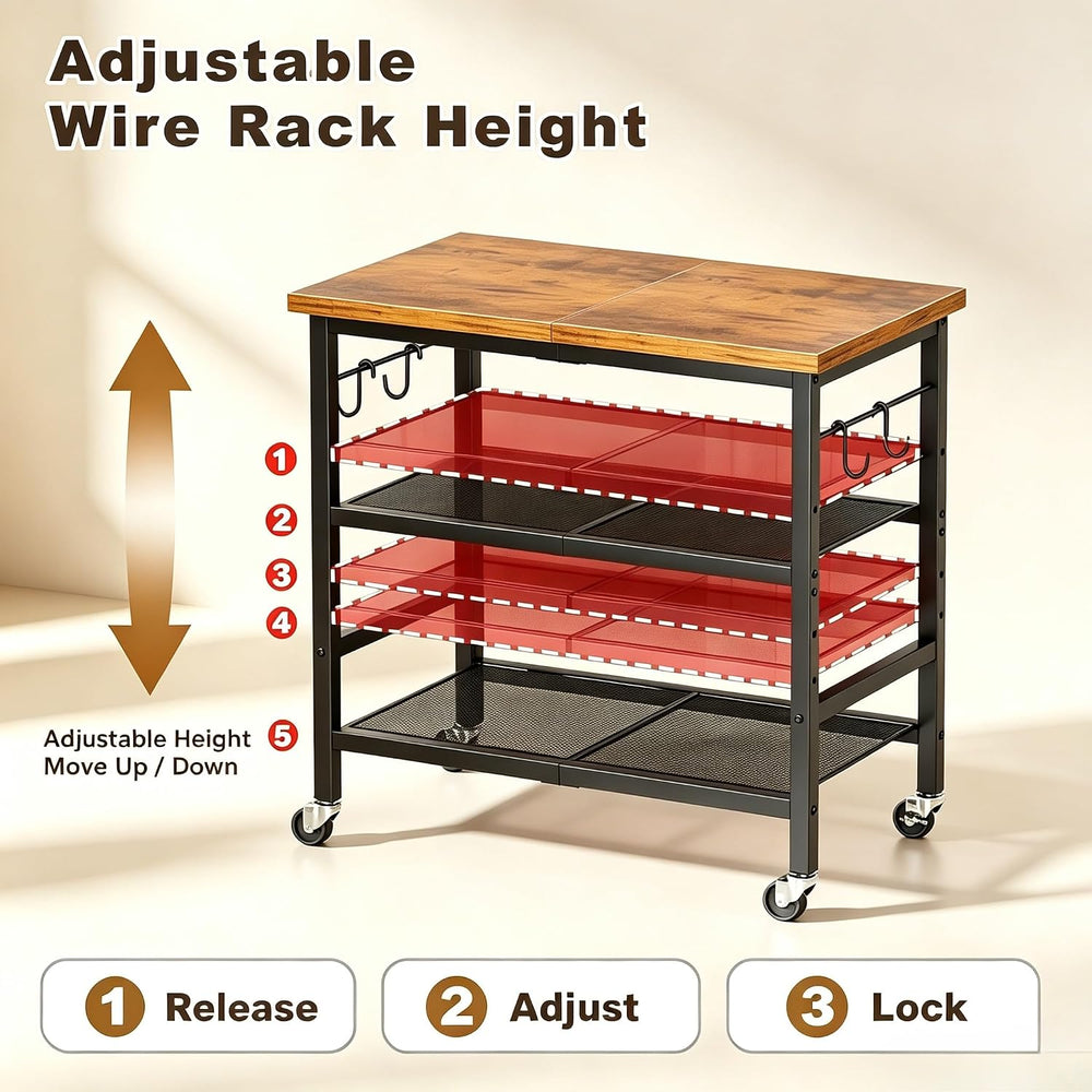 Rolling Kitchen Microwave Cart, 3 Tier Microwave Stand with Wheels, Bathroom ...