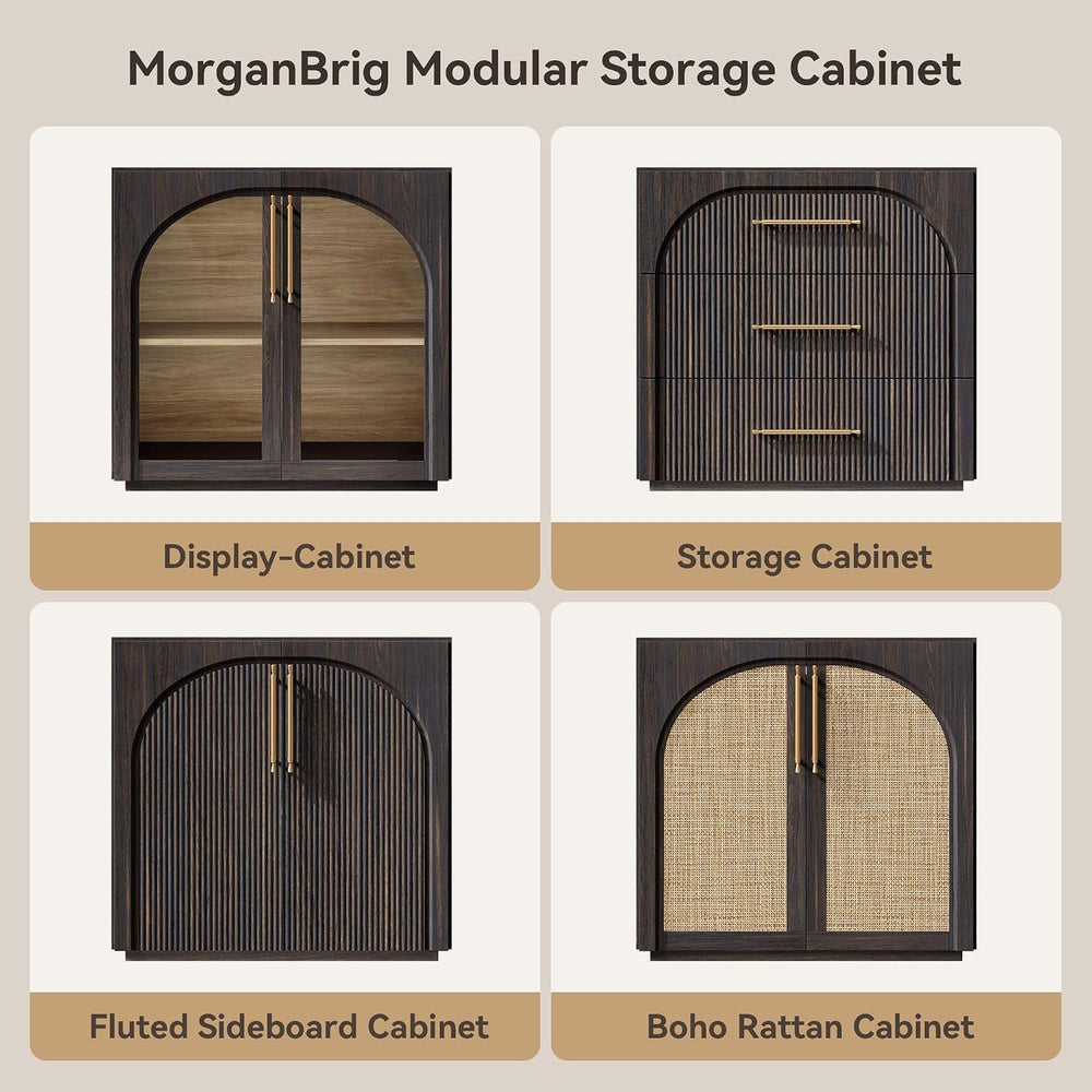 Buffet Cabinet with 3 Drawers, 31.5'' W Arched Storage Cabinet