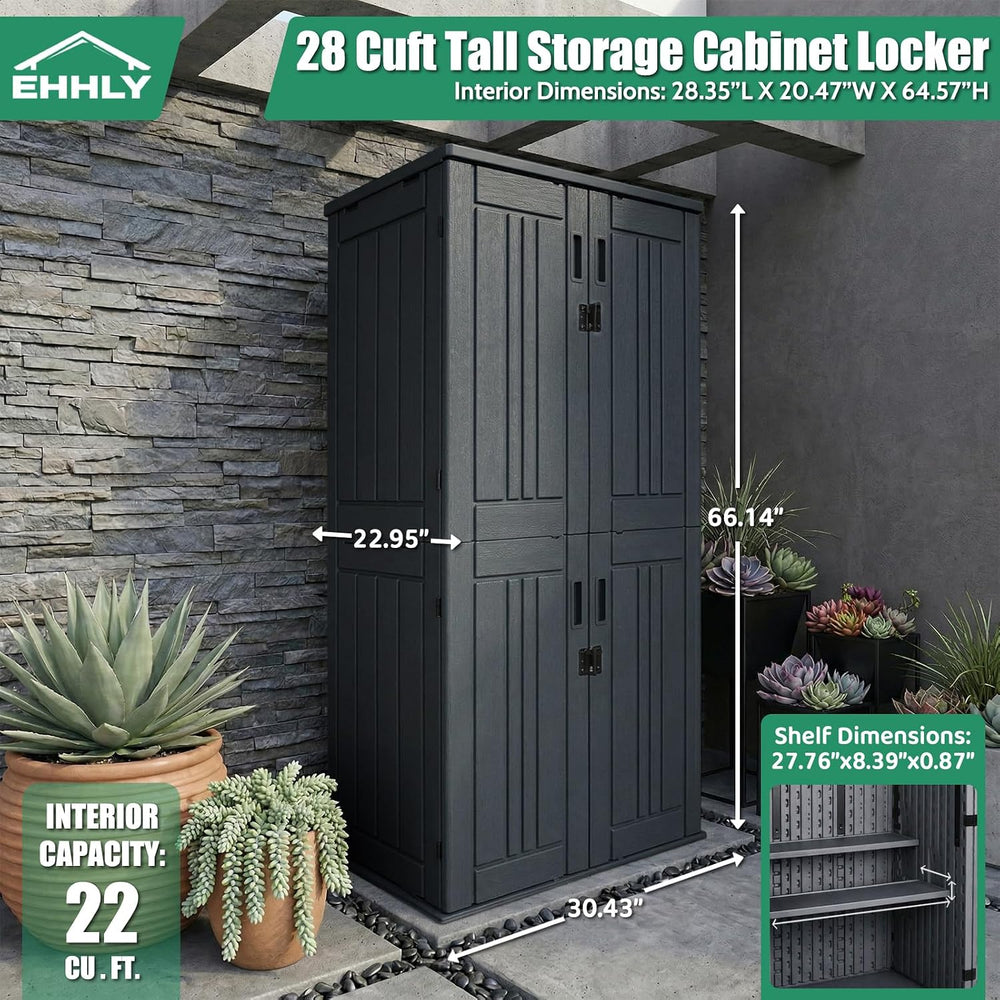 EHHLY Heavy Duty Tall Storage Cabinet Outdoor Weatherproof, 28 Cuft Garage St...