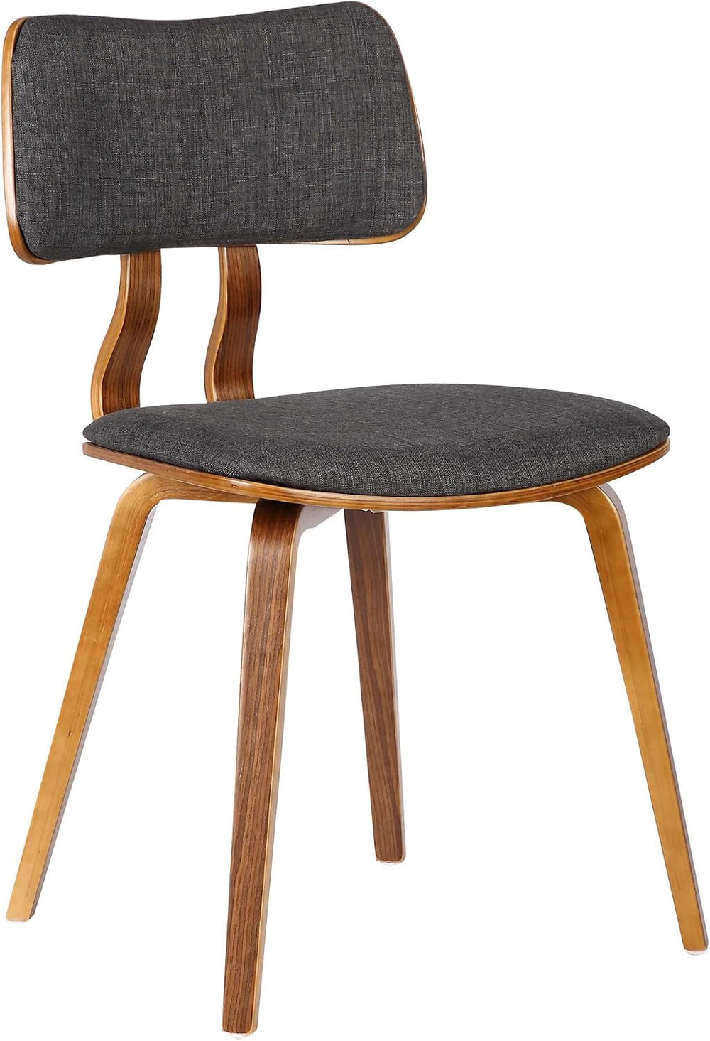 Armen Living Jaguar Dining Chair in Charcoal Fabric and Walnut Wood Finish,Ch...