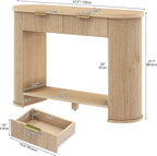 YITAHOME 47.2" Farmhouse Console Table for Entryway, Entry Hallway Foyer Table with 2 Drawers and Storage Shelf, Large Sofa Behind Couch Fluted Oval Desk for Hallway Living Room, Oak Color