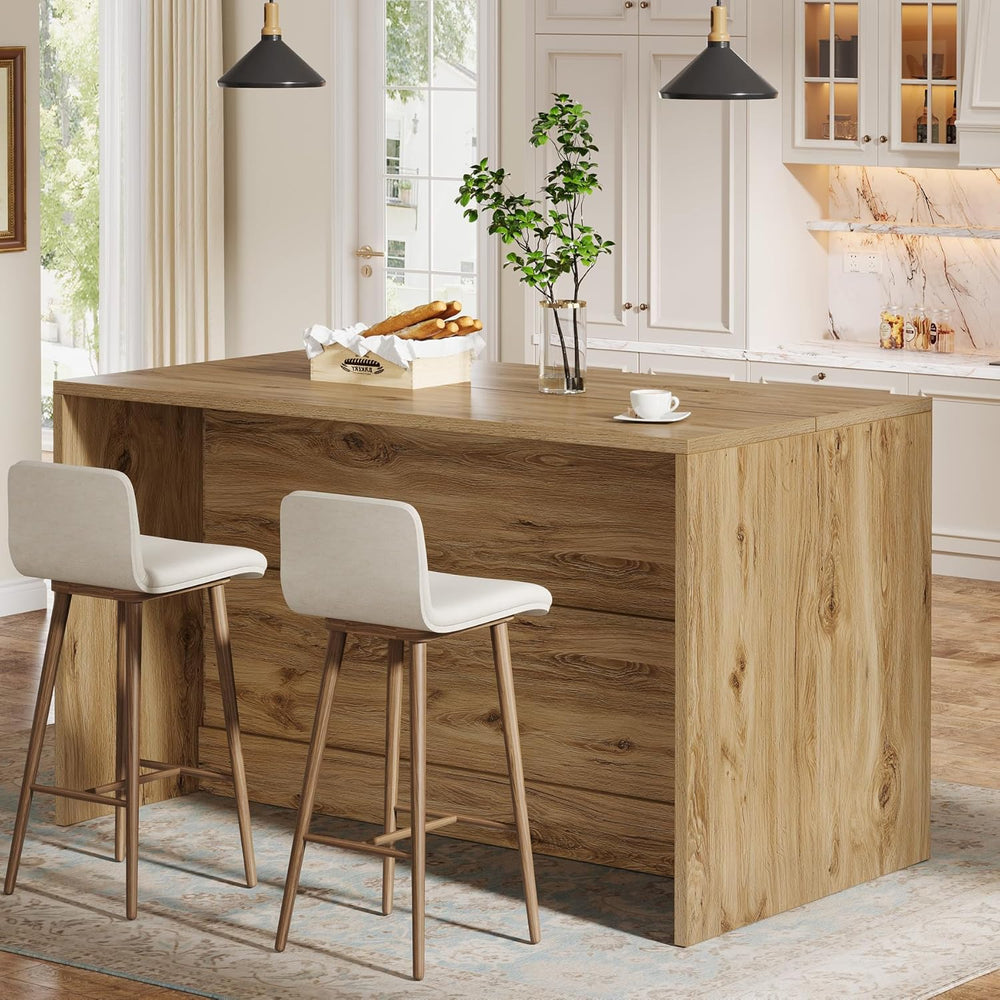 Tribesigns 59-Inch Kitchen Island with Storage, 3-Tier Farmhouse Stationary I...