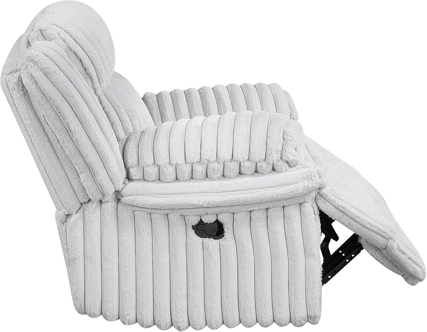 Lexicon Manual Glider Recliner Chair, Corduroy Manual Tab Pull Reclining Chair with Pillow Top Arms, Plush Cushions, Cozy Theater-Style Accent for Living Room/Bedroom, Easy Assembly, Gray
