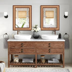 Rattan Wall Mirror with Wooden Framed 24 X 32 inch Farmhouse Rectangle Wood Mirror for Modern Decorative Bathroom, Living Room, Entryway, Bedroom (Walnut)