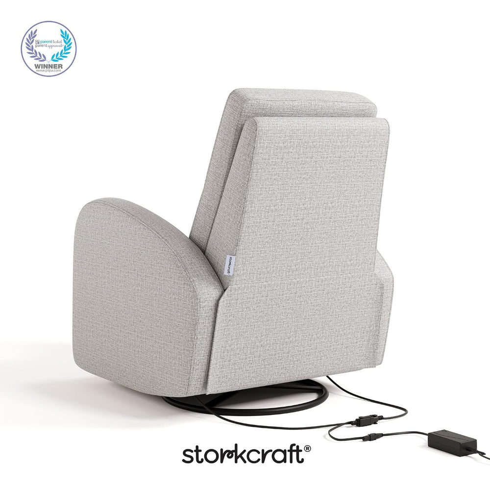 Storkcraft Santa Monica Power Recliner Swivel Glider, Steel Basketweave | GRE...
