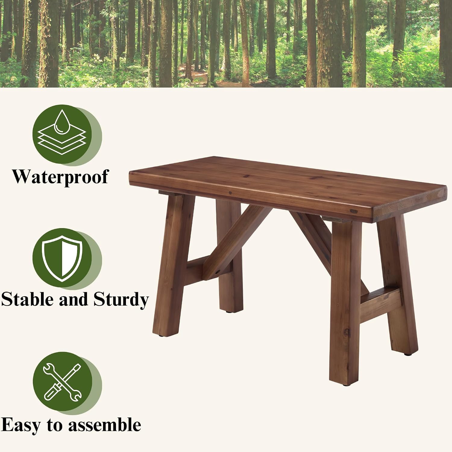 30" Entryway Bench Farmhouse Narrow Dining Bench Shoe Rack Small Wooden Benches Holds up to 300lbs for Hallway Living Room Dining Room Bedroom，1 Tier, Brown