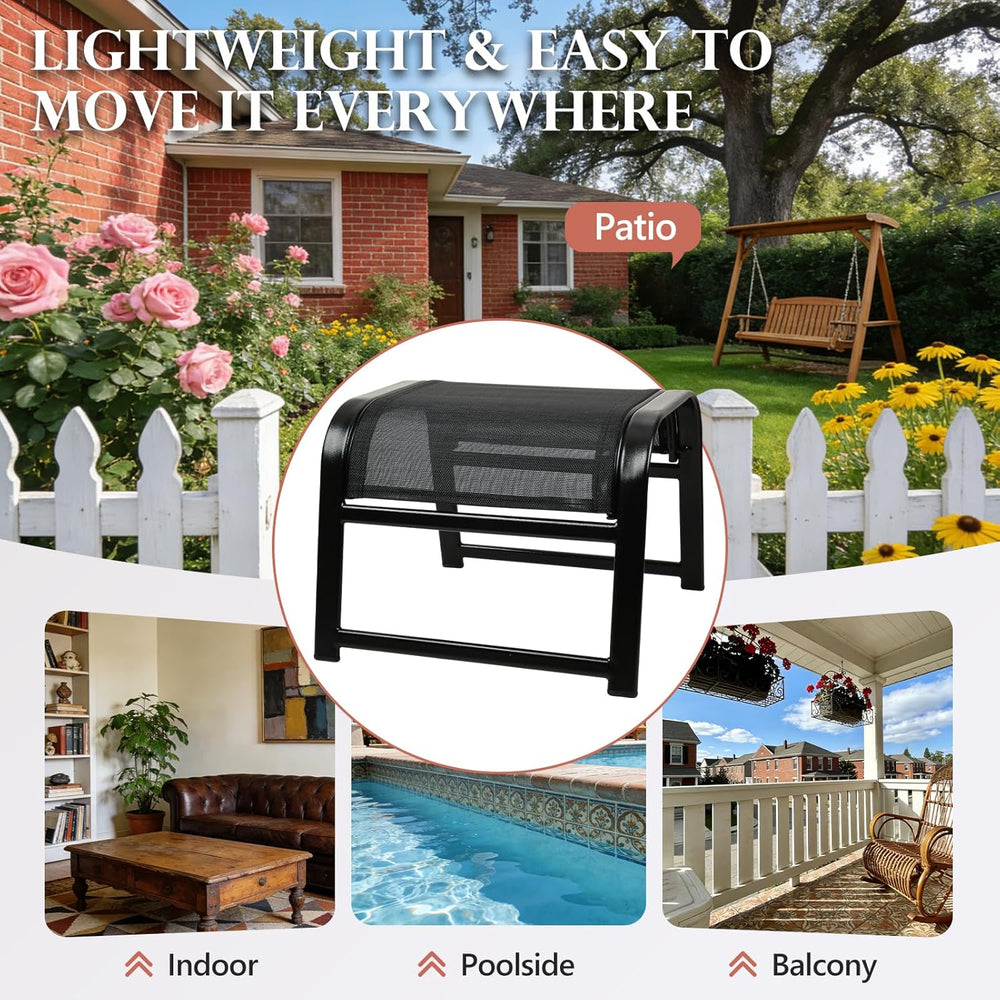 Assembled Patio Outdoor Ottoman 2 Set, Portable Footstools Textliene Metal Fo...