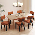 GOTMINSI Mid Century Modern Dining Chairs,Velvet Farmhouse Upholstered Kitchen Chairs, Accent Curved Backrest Dining Room Chairs with Hardwood Legs (Caramel, 6PCS)