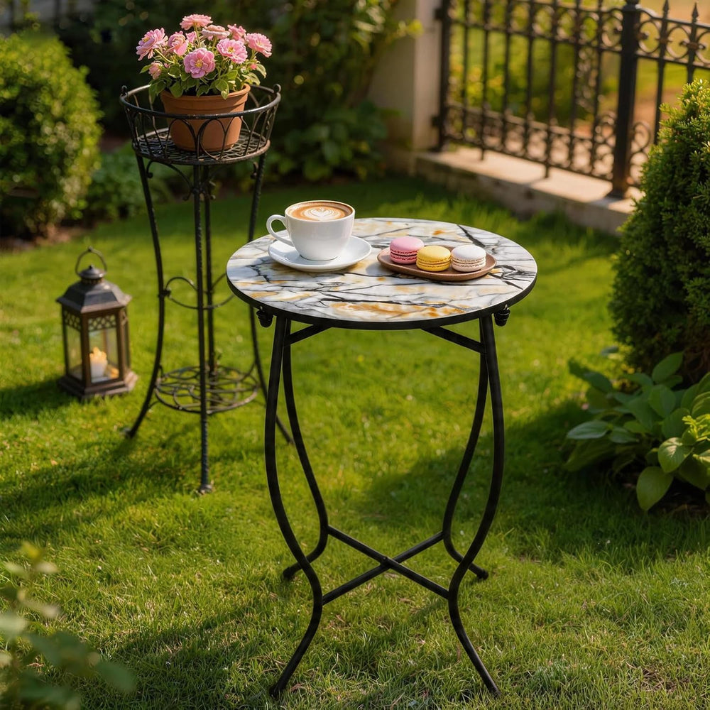 Indoor Side Table for Small Space, Versatile 21 Inch Tall Round Side Table fo...