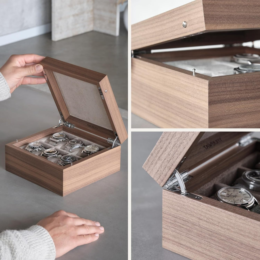 TAWBURY Luxury Wooden Watch Box for Men – Watch Organizer for Men | Watch Holder Organizer for Men | Mens Watch Case 6 Slot | Men Watch Box 6 Slot | Men Watch Storage Box | Small Watch Box Unisex