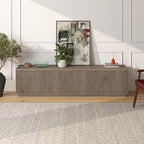 Henn&Hart Fluted TV Stand for TVs up to 85" with 2 Concealed Ribbed Storage Cabinets and Adjustable Shelves for Living Room, Family Room, or Office, Weathered Gray