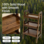 Haotian Solid Wood Ladder Shelf, 3-Tier Walnut Ladder Bookshelf, Small Open Storage Shelf with Anti-Slip Edges, Compact Narrow Bookshelf for Small Spaces, Bedside Table DJ-FRG001