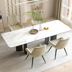 Nalupatio Modern Dining Chairs Set of 6, Cushinoned Fabric Dining Room Chairs with Soft Back, Upholstered Comfy Side Chairs with Metal Legs for Kitchen, Khaki
