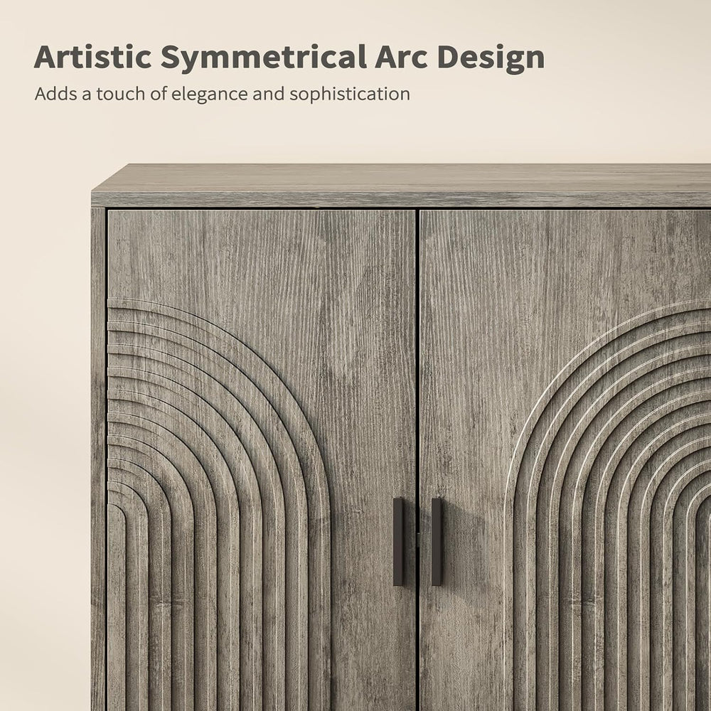 Fluted Sideboard Buffet Cabinet with Storage - 57" Credenza Coffee Bar C...