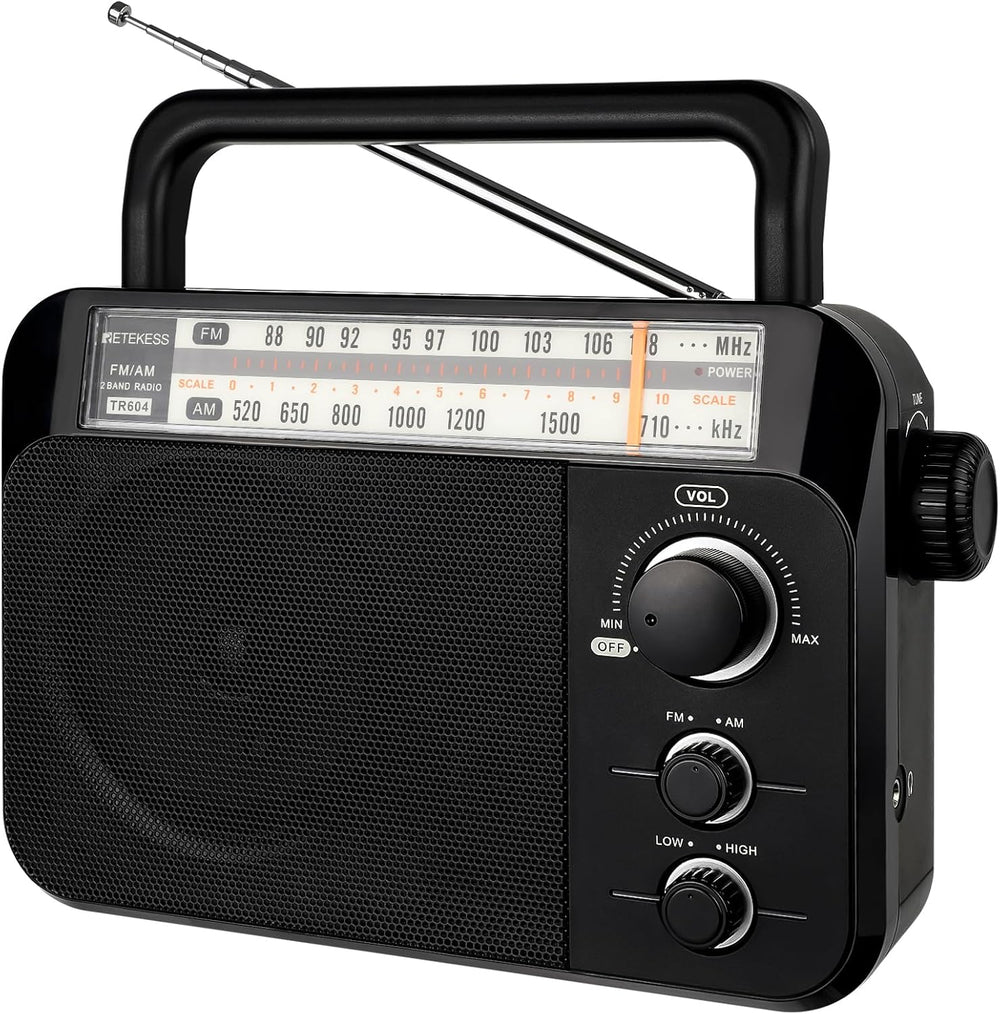 Retekess TR604 AM FM Radio, Portable Radio Plug in Wall(Black)