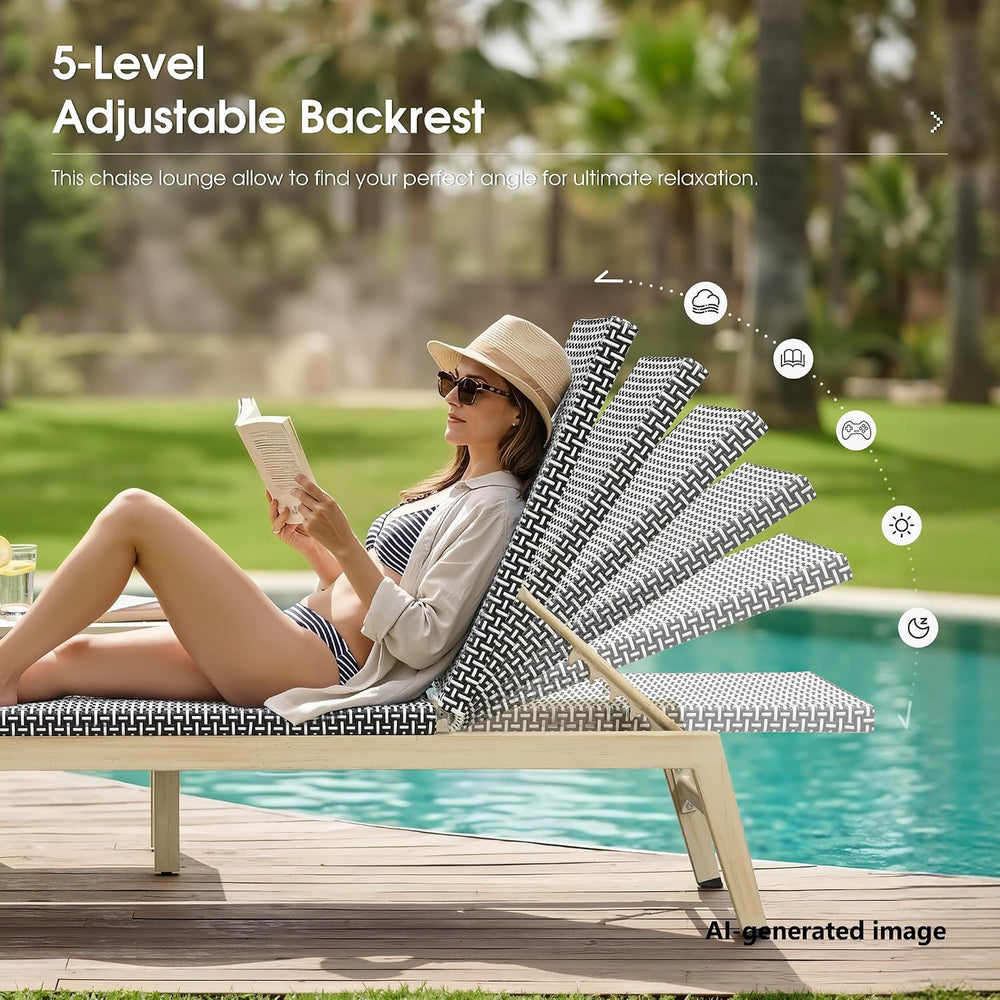 PURPLE LEAF Oversize Outdoor Chaise Lounge Set of 2 Champagne Frame, Black | ...