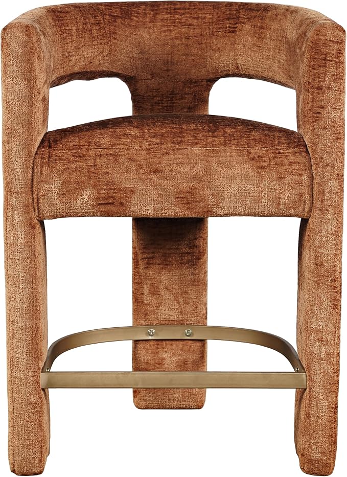 Jofran Upholstered Counter Stool with Arms – Versatile Barstools – Stylish Seating for Kitchen Dining Room or Home Bar, Rust, Single Stool