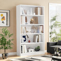 Bookshelf, 5 Wooden Book Shelf Bookcase with Freestanding Display Storage, Open Modern Bookshelf for Bedroom, Living Room, Dinning Room, Office, 60Inch, White