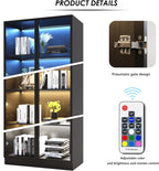 63'' Tall Glass Display Cabinet with LED Lights,Showcase with Glass Doors,4-Tier Curio Cabinet for Collectibles Bookcase,Storage Shelf, Bookcase(Black- 4 Layers, Large)